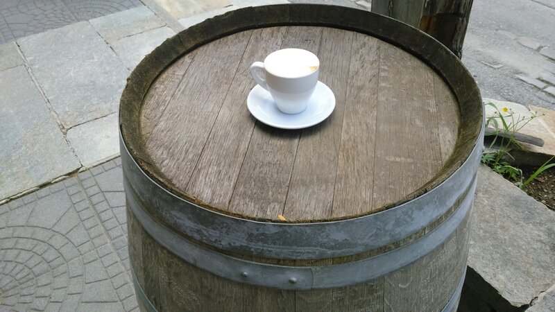 Coffee Cup on Barrel