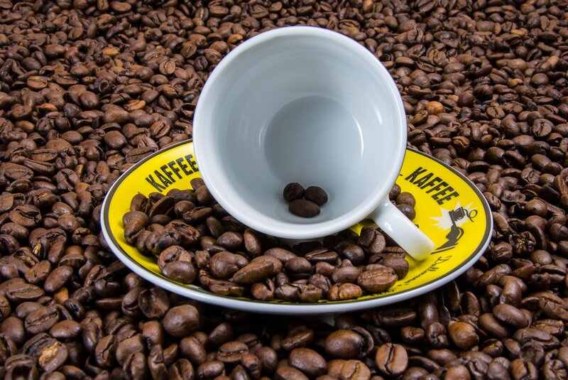coffee cup on beans