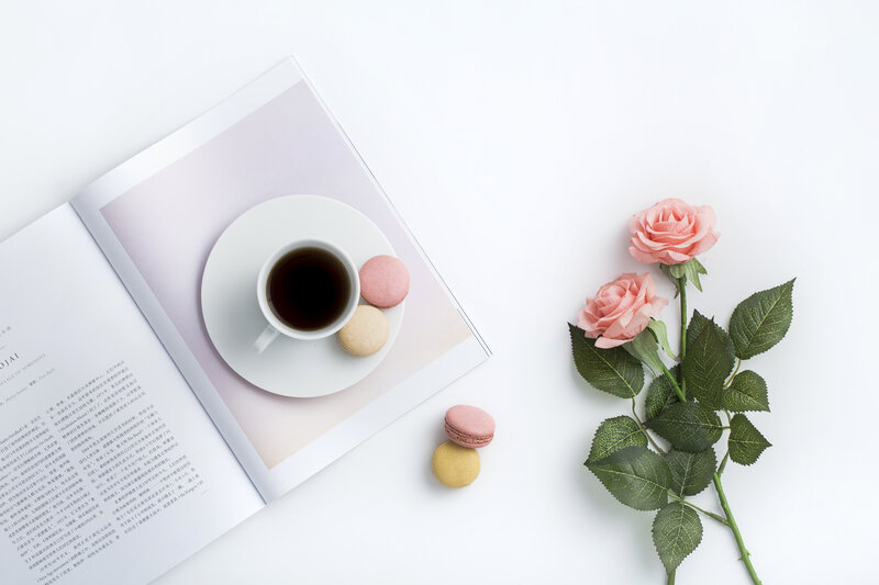 Coffee Cup on Book — White, Serene