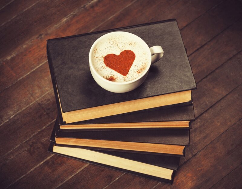 Coffee Cup on Books — Brown