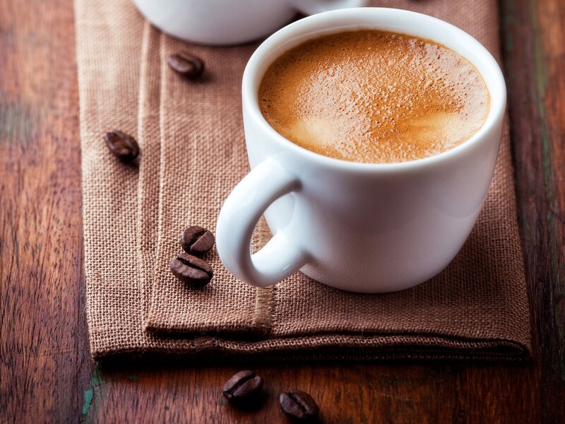 Coffee Cup on Burlap — Brown, Calm, Photograph