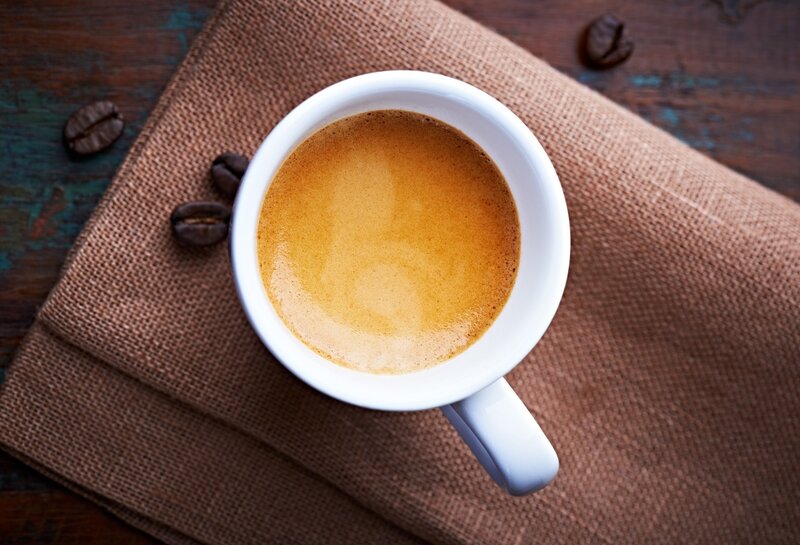Coffee Cup on Burlap — Brown, Calm
