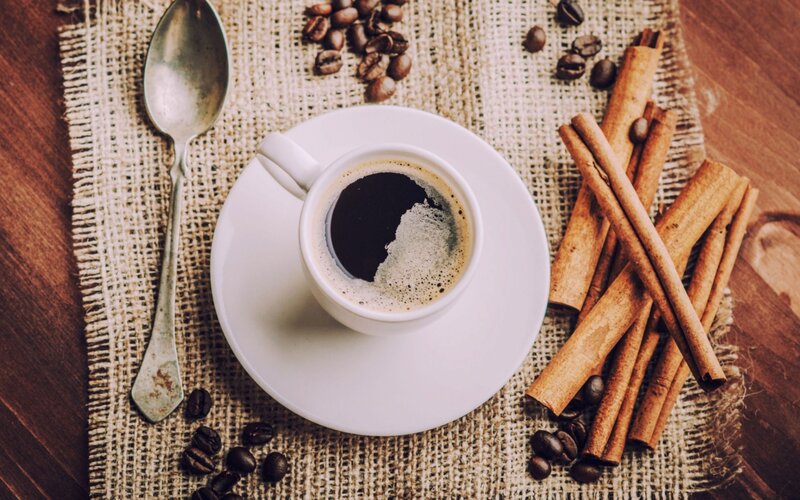Coffee Cup on Burlap — Brown