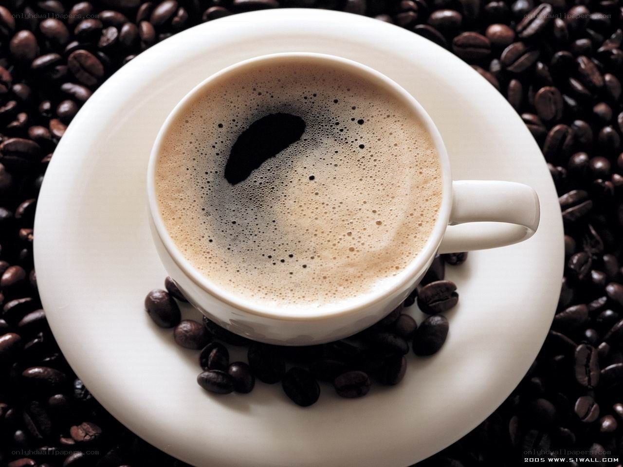coffee cup on coffee beans