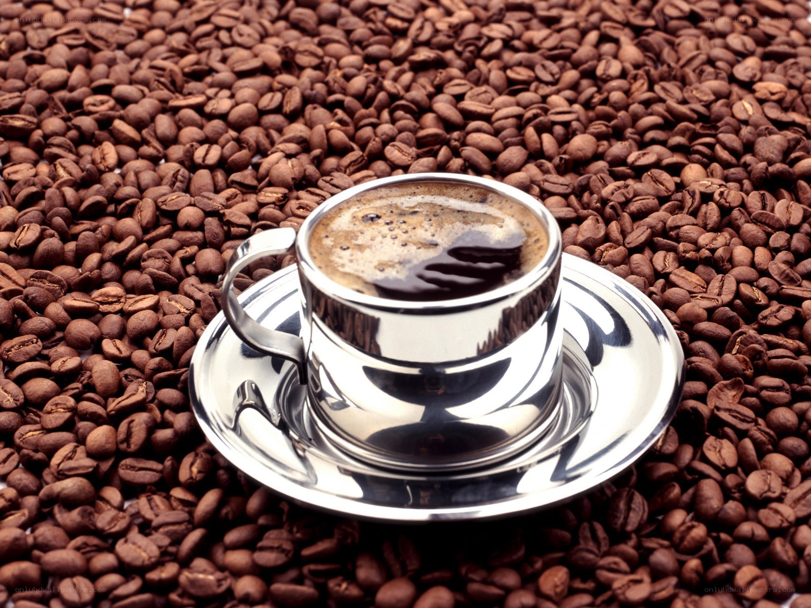coffee cup on coffee beans