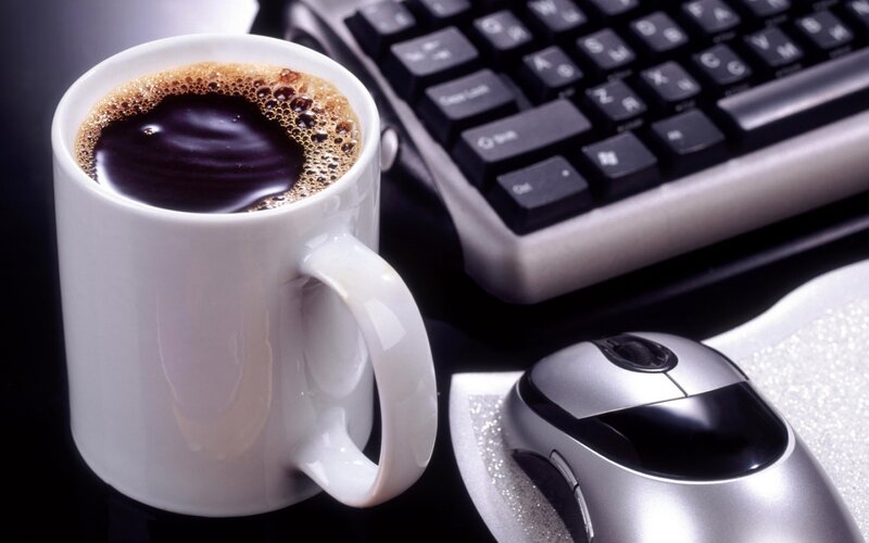 Coffee Cup on Desk — White, Neutral