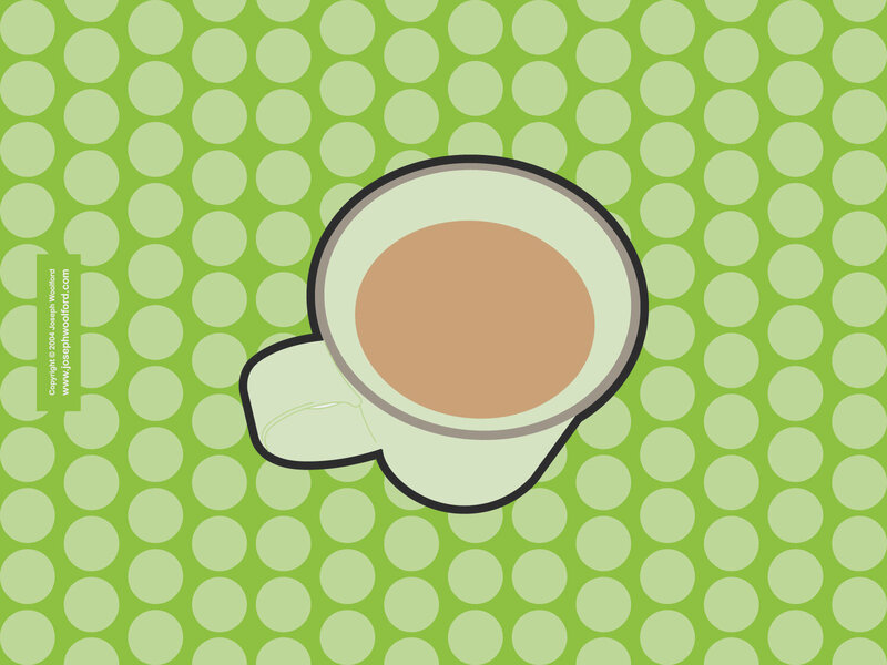 coffee cup on green polka dots