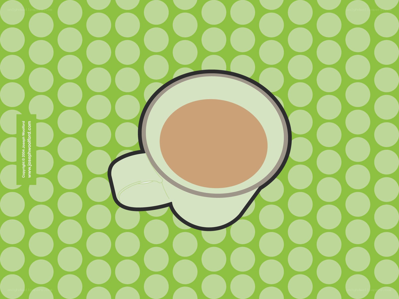 coffee cup on green polka dots