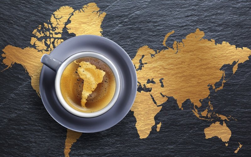 Coffee Cup on Map — Black