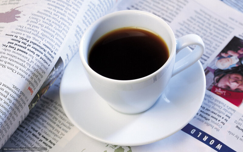 Coffee Cup on Newspaper — White