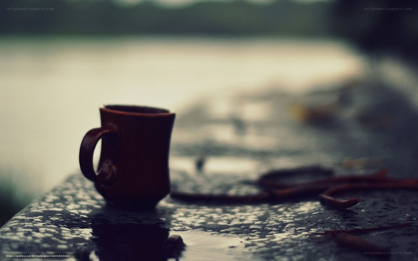 coffee cup on rainy day