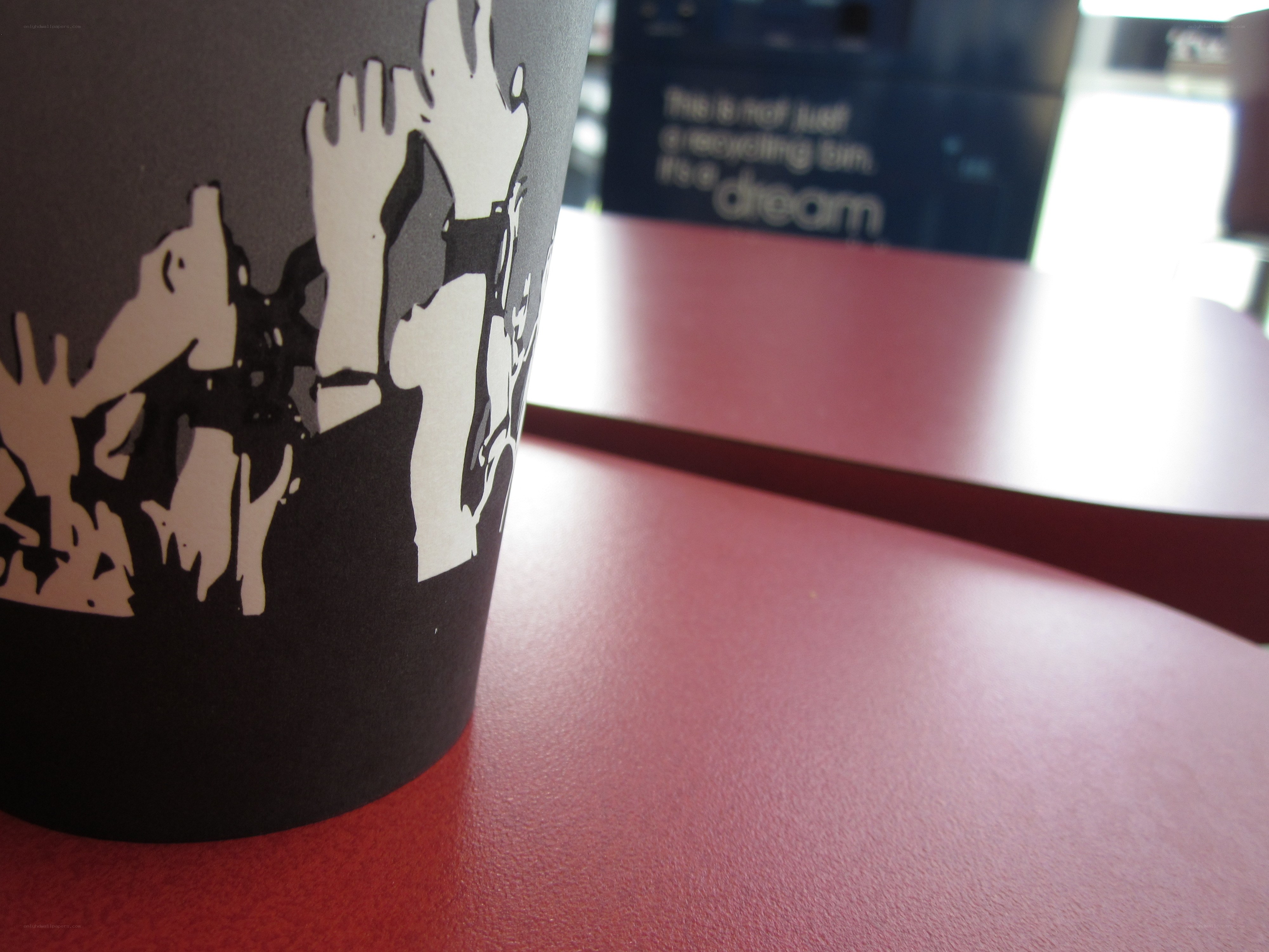 coffee cup on red table
