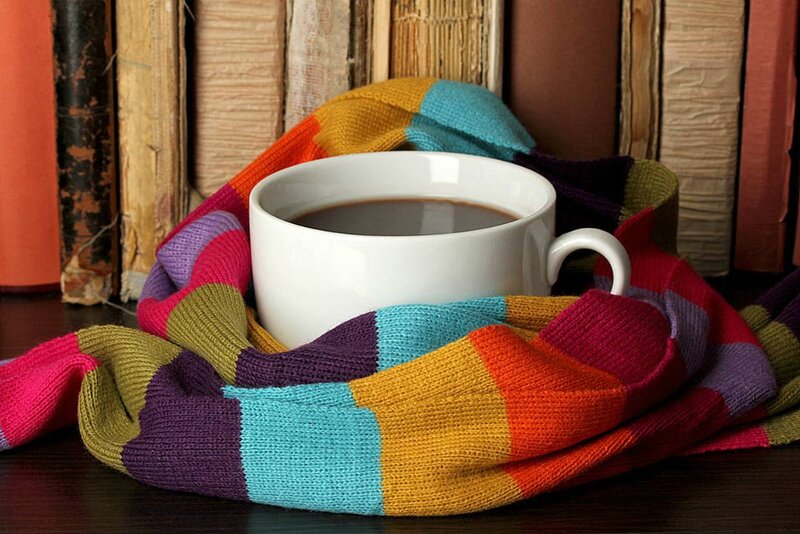 Coffee Cup on Scarf