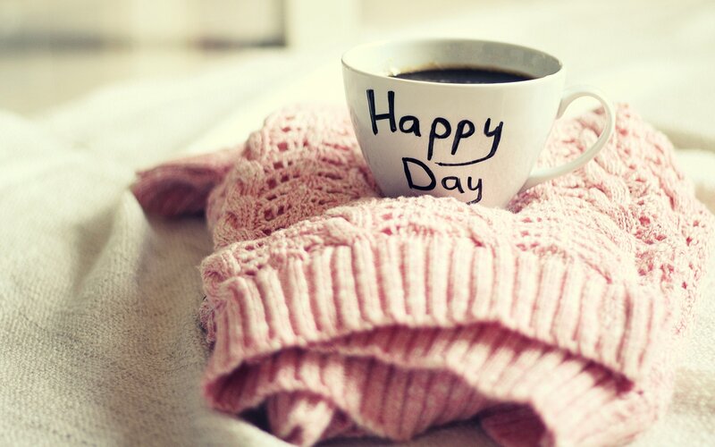 Coffee Cup on Sweater — Pink, Cozy, Morning, Photograph, Coffee Cup