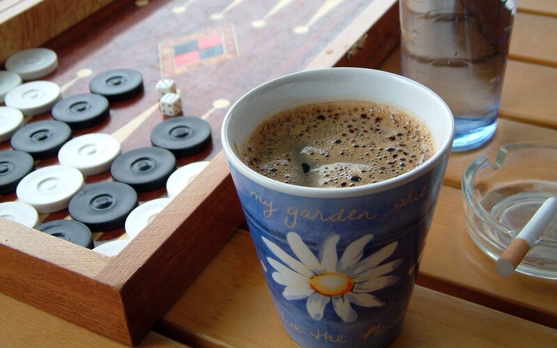 Coffee Cup on Table — Blue