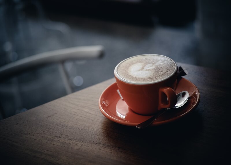 Coffee Cup on Table — Brown, Calm, Photograph, Saucer