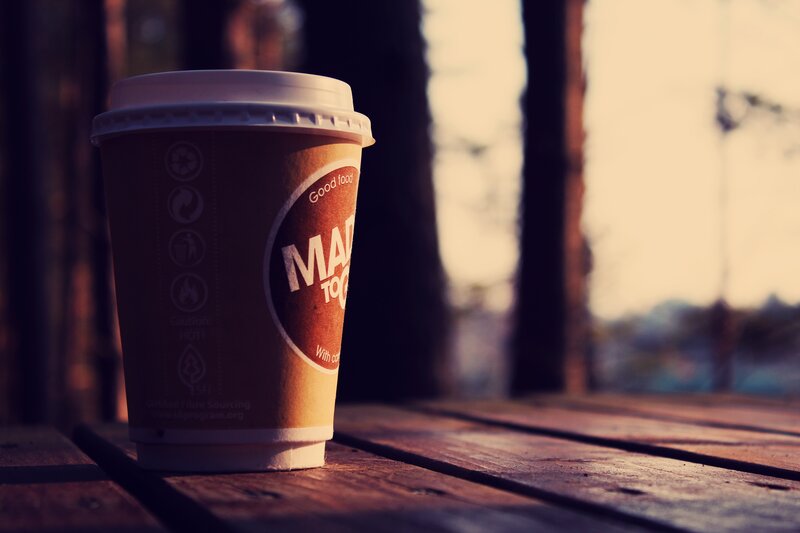 Coffee Cup on Table — Brown, Calm, Sunset