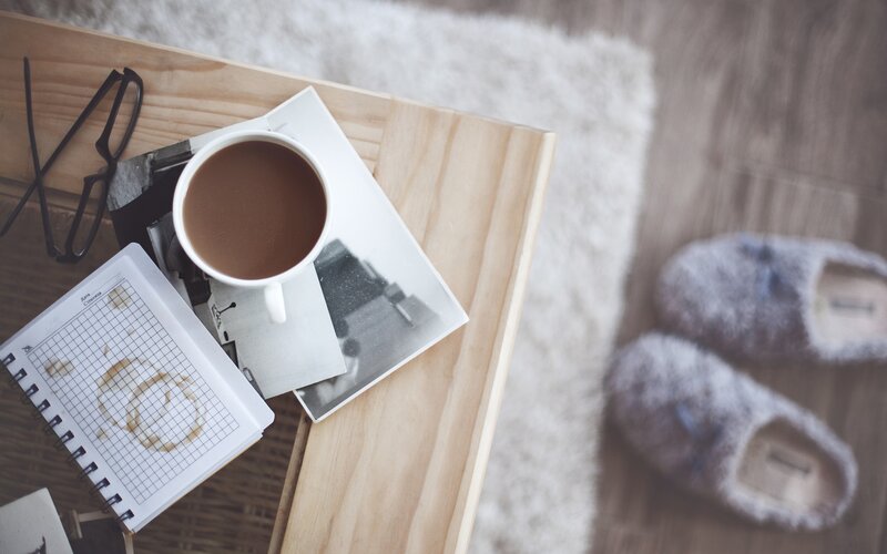 Coffee Cup on Table — Brown, Cozy