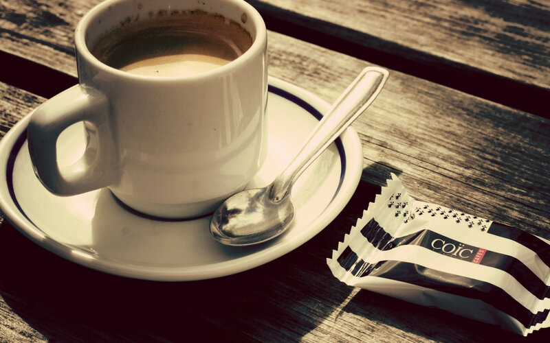 Coffee Cup on Table — Brown