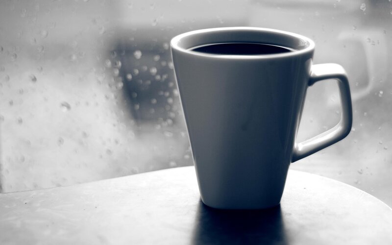 Coffee Cup on Table — Gray