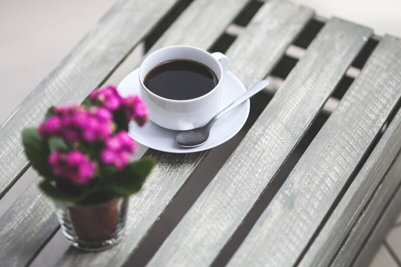 Coffee Cup on Table — White, Calm, Morning, Photograph