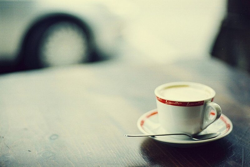 Coffee Cup on Table — White, Calm, Photograph, Saucer, Spoon