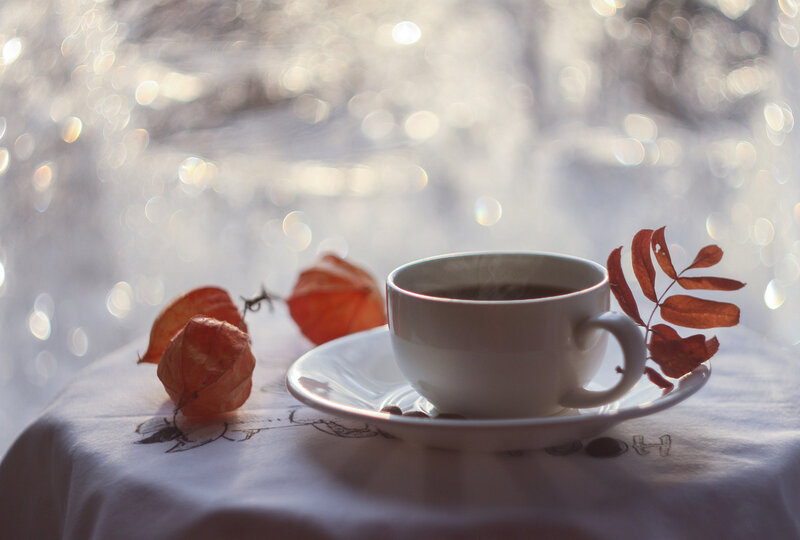 Coffee Cup on Table — White, Serene