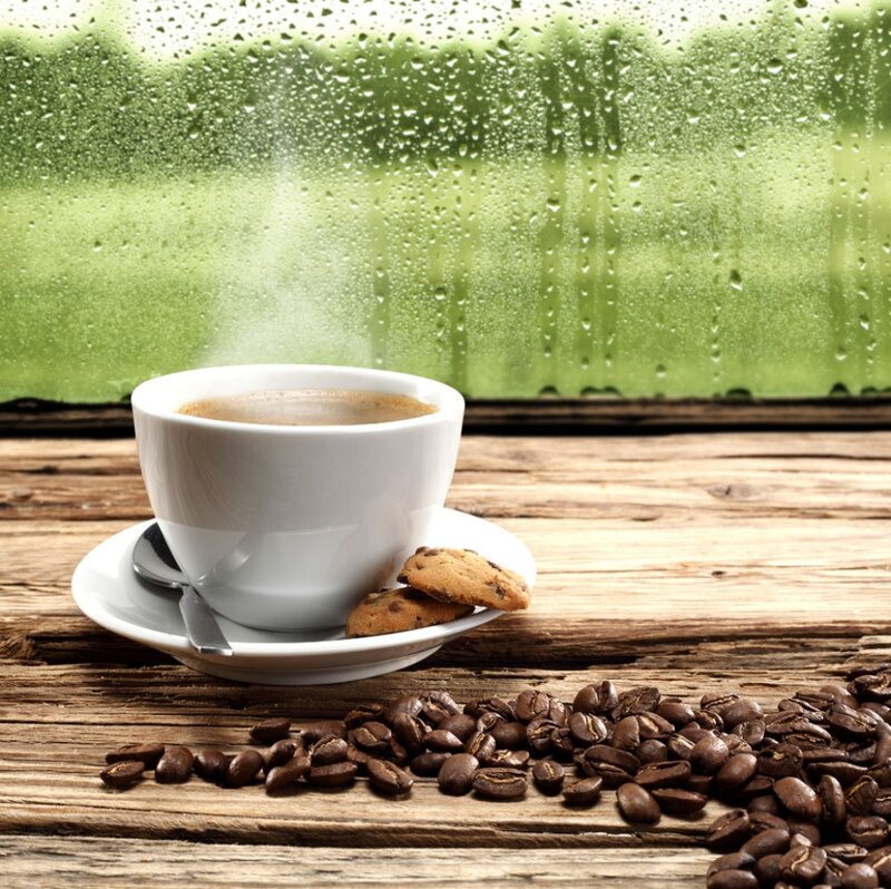 Coffee Cup on Wood — Brown, Cozy