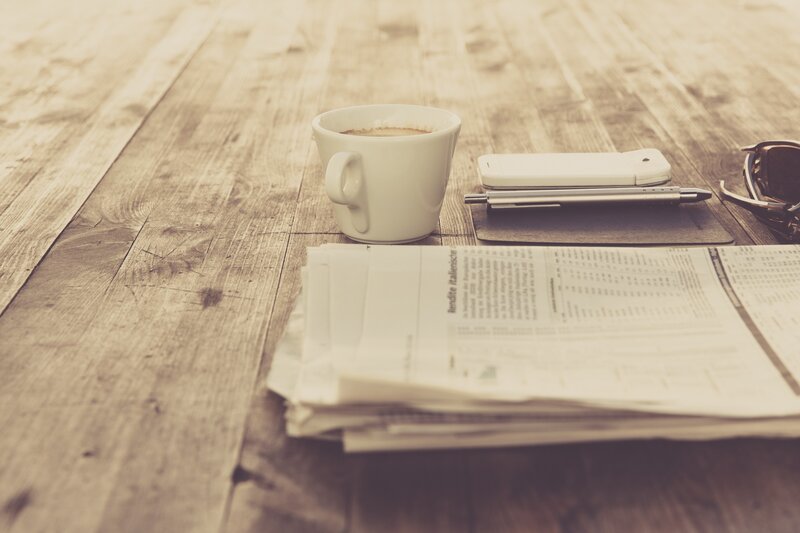 Coffee Cup on Wood Table — Brown