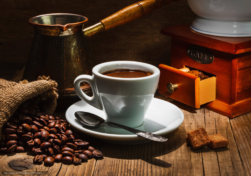 Coffee Cup on Wood Table