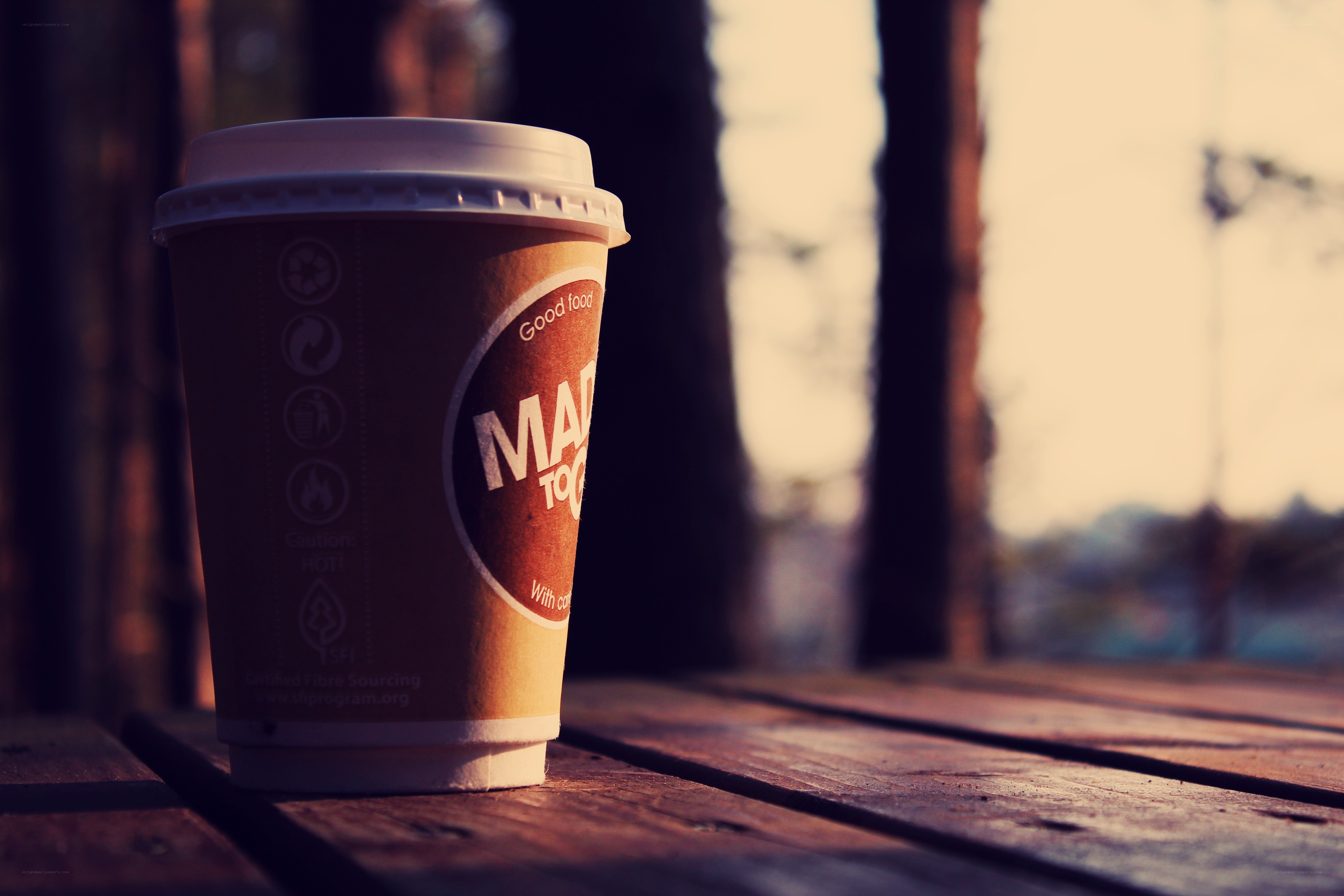 coffee cup on wooden table