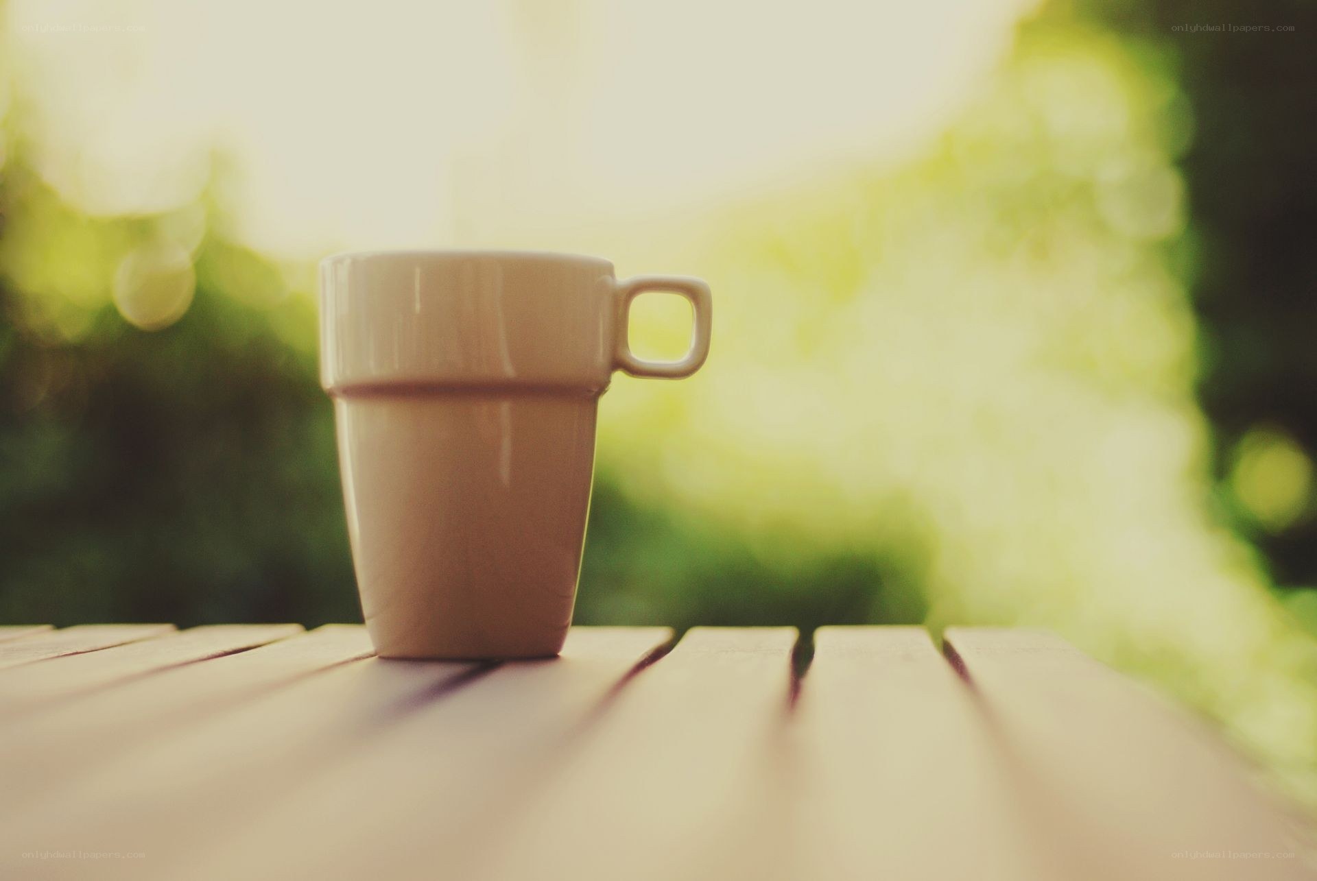 coffee cup on wooden table