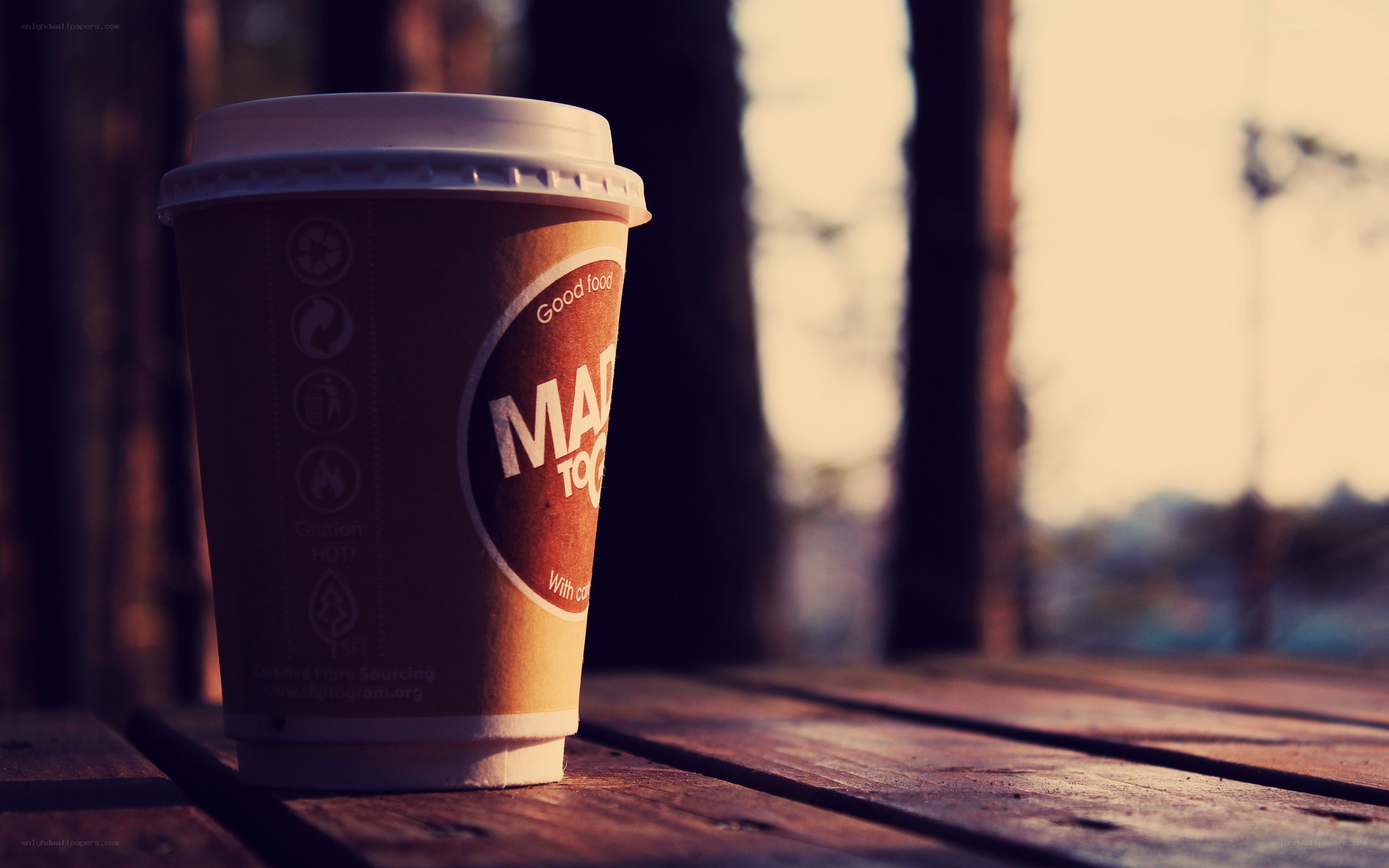 coffee cup on wooden table
