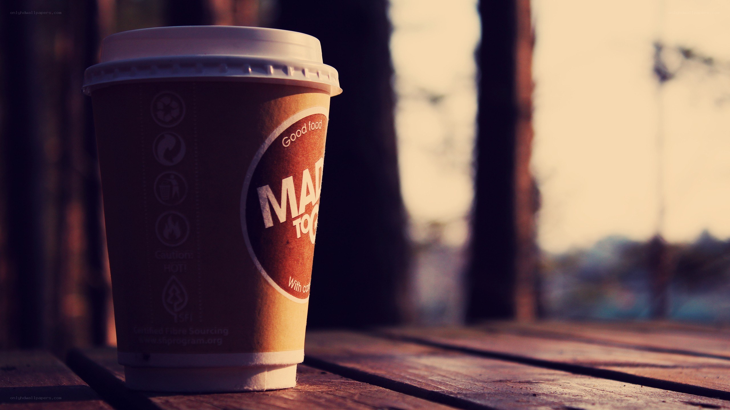 coffee cup on wooden table