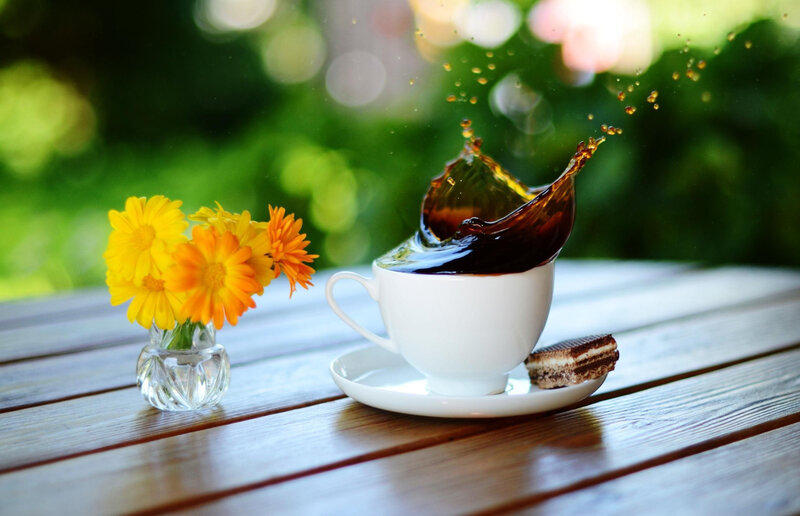 Coffee Cup Splashing — Brown, Serene