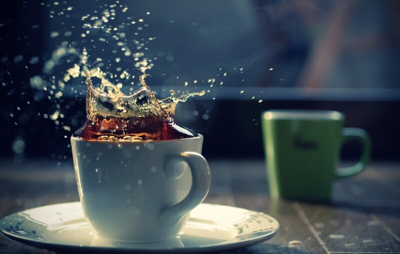 Coffee Cup Splashing — White, Dramatic, Photograph, Saucer