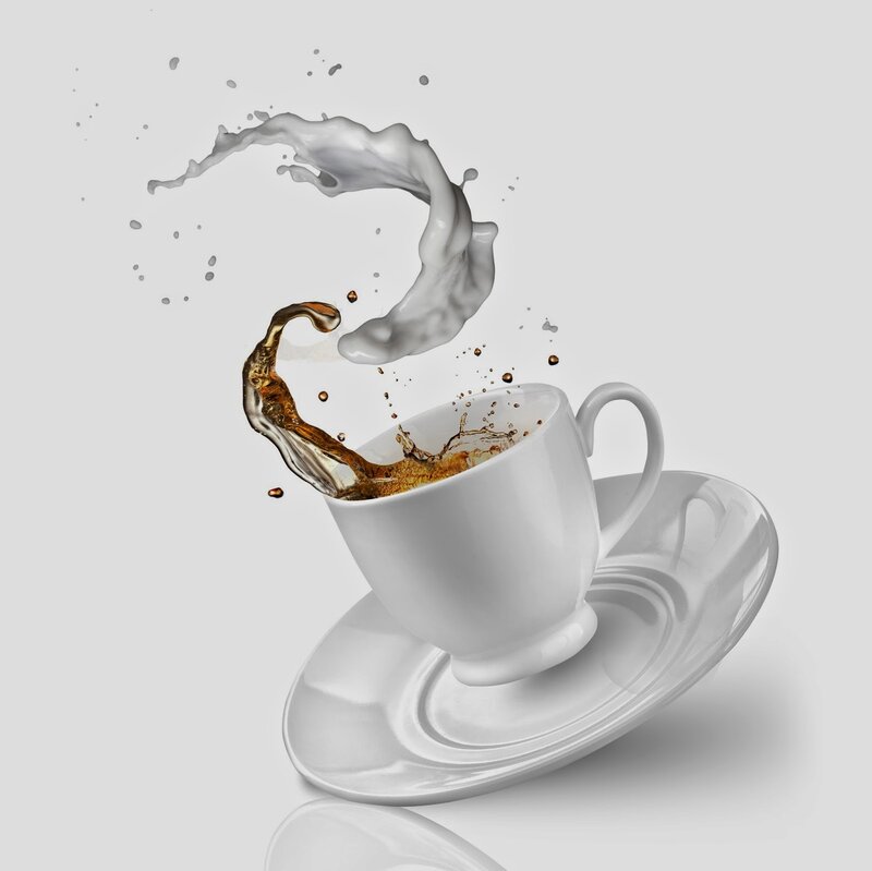 Coffee Cup Splashing — White, Dynamic, Photograph
