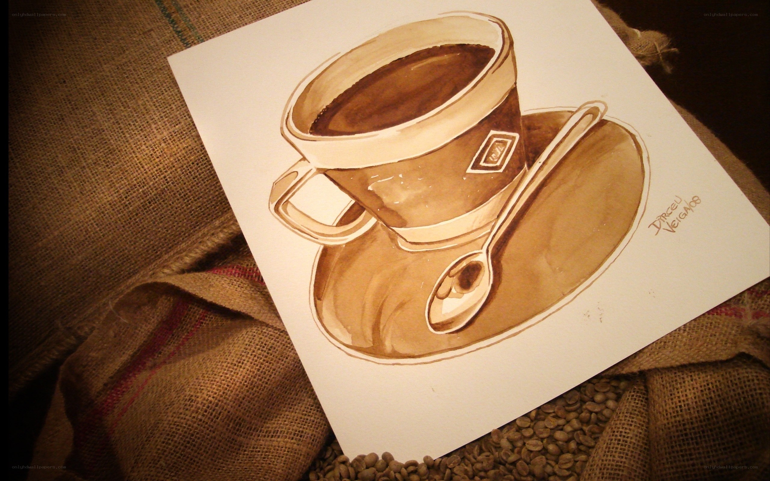 coffee cup watercolor drawing