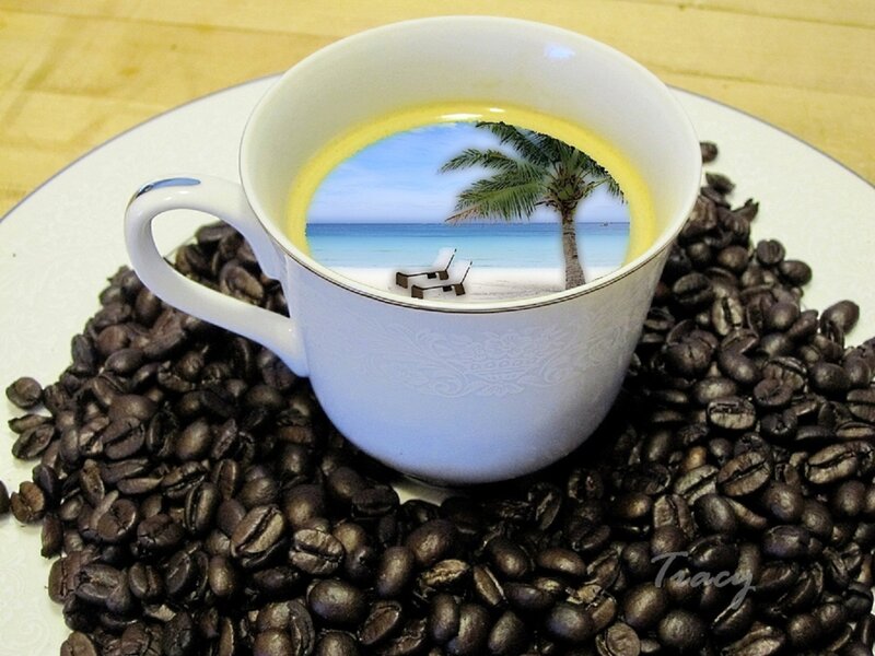 Coffee Cup with Beach Scene