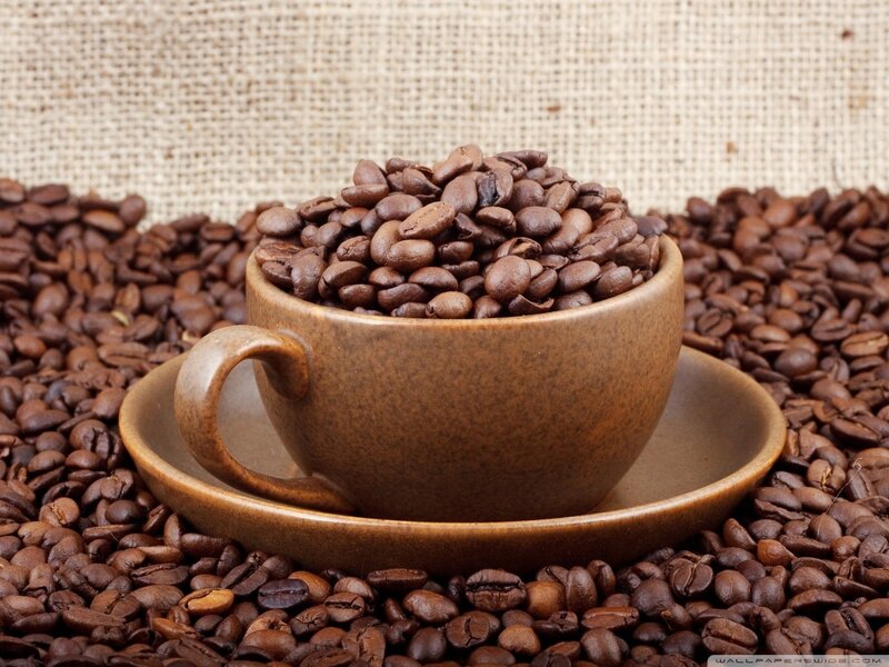 Coffee Cup with Beans — Beige
