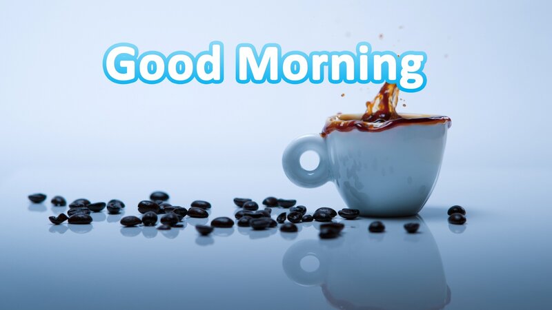 Coffee Cup with Beans — Blue