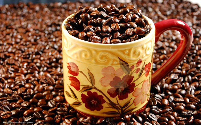 Coffee Cup with Beans — Brown, Calm, Photograph, Coffee Beans, Floral Design