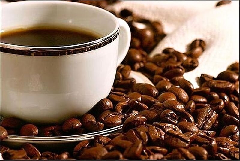 Coffee Cup with Beans — Brown, Calm, Photograph, Coffee Beans, Saucer, Cloth