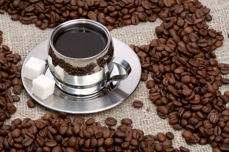 Coffee Cup with Beans — Brown, Calm, Photograph, Sugar Cubes
