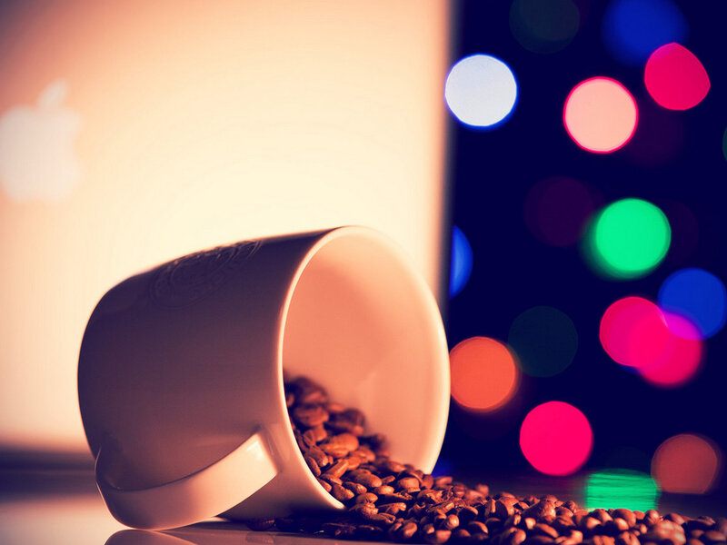Coffee Cup with Beans — Brown, Warm, Night