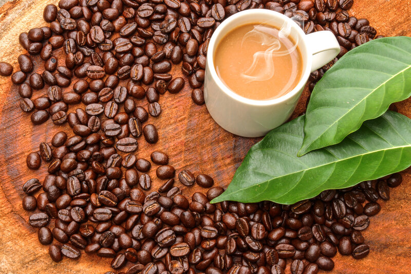 Coffee Cup with Beans — Brown, Warm, Photograph, Roasted Coffee Beans