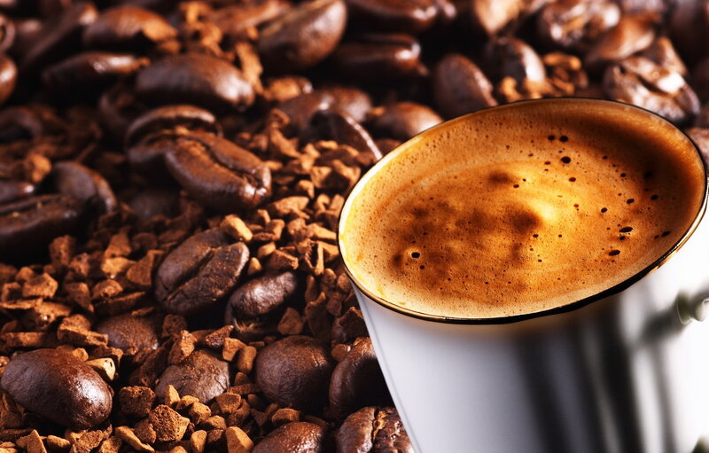 Coffee Cup with Beans — Brown, Warm