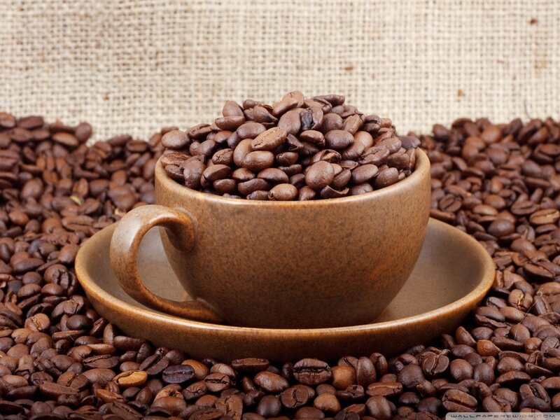 Coffee Cup with Beans — Burlap