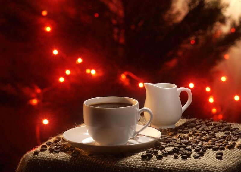 Coffee Cup with Beans — Red
