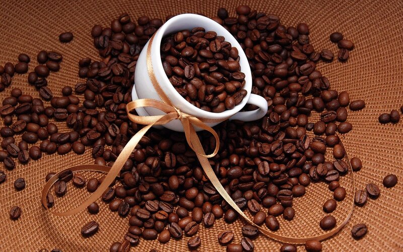 Coffee Cup with Beans — Ribbon